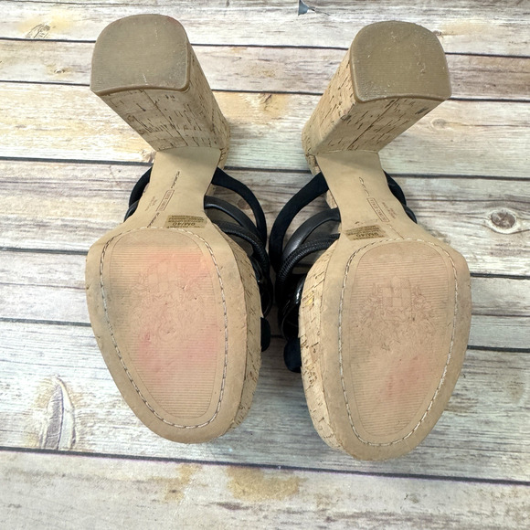 Vince Camuto Womens Black Strappy Patrest Cork Platform and Heel Slip On Sandals - Picture 7 of 8